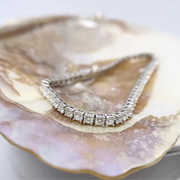 Moissanite Tennis Bracelet 3mm Infinity Bracelet 18K 925 GRA Certified Brilliant - Picture 5 of 10